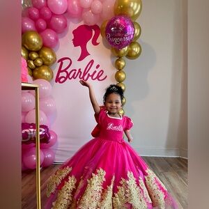 Elegant Pink and Gold Dress